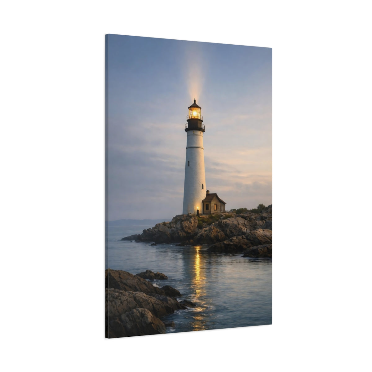 Main Mockup. Nature Lighthouse Coastal Lighthouse shown as stretched canvas wall art