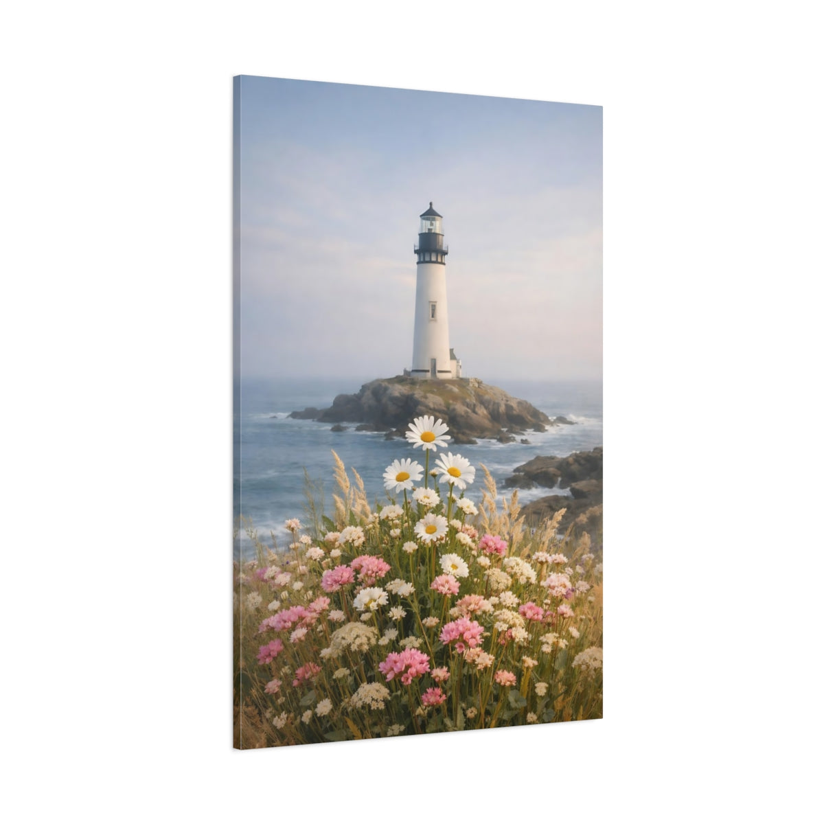 Main Mockup. Nature Lighthouse Coastal Lighthouse shown as stretched canvas wall art