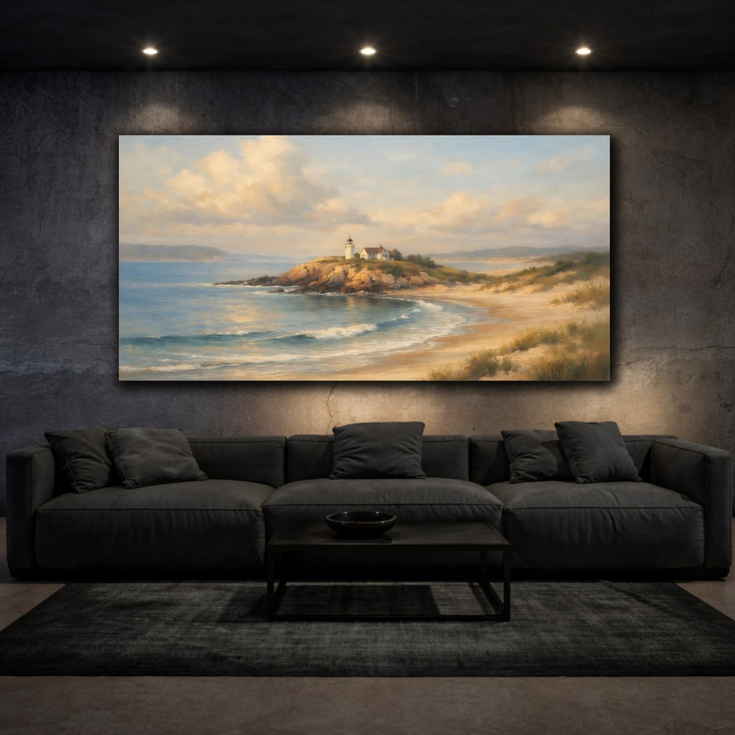 Mockup 2. Nature Lighthouse Coastal Lighthouse shown as stretched canvas wall art