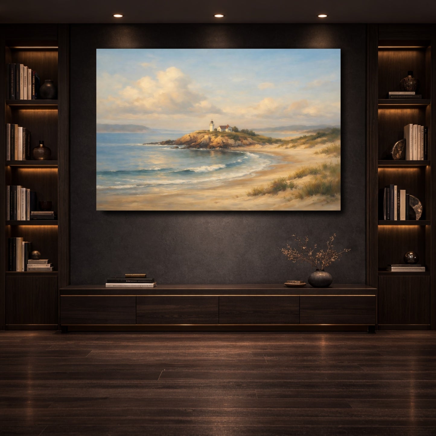 Mockup 3. Nature Lighthouse Coastal Lighthouse shown as stretched canvas wall art