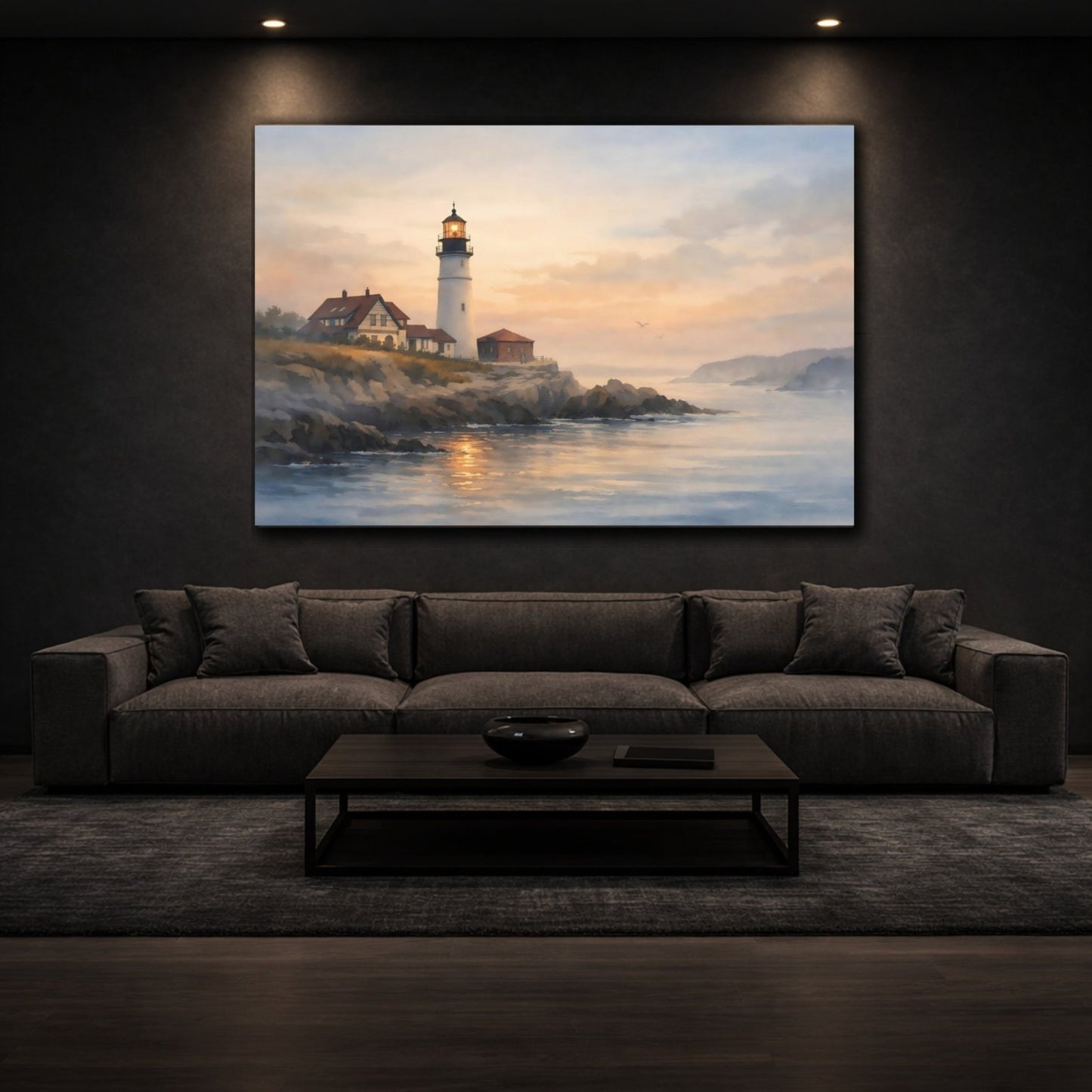 Nature Lighthouse Coastal Sunset - Canvas Wall Art Print - YesArtYes