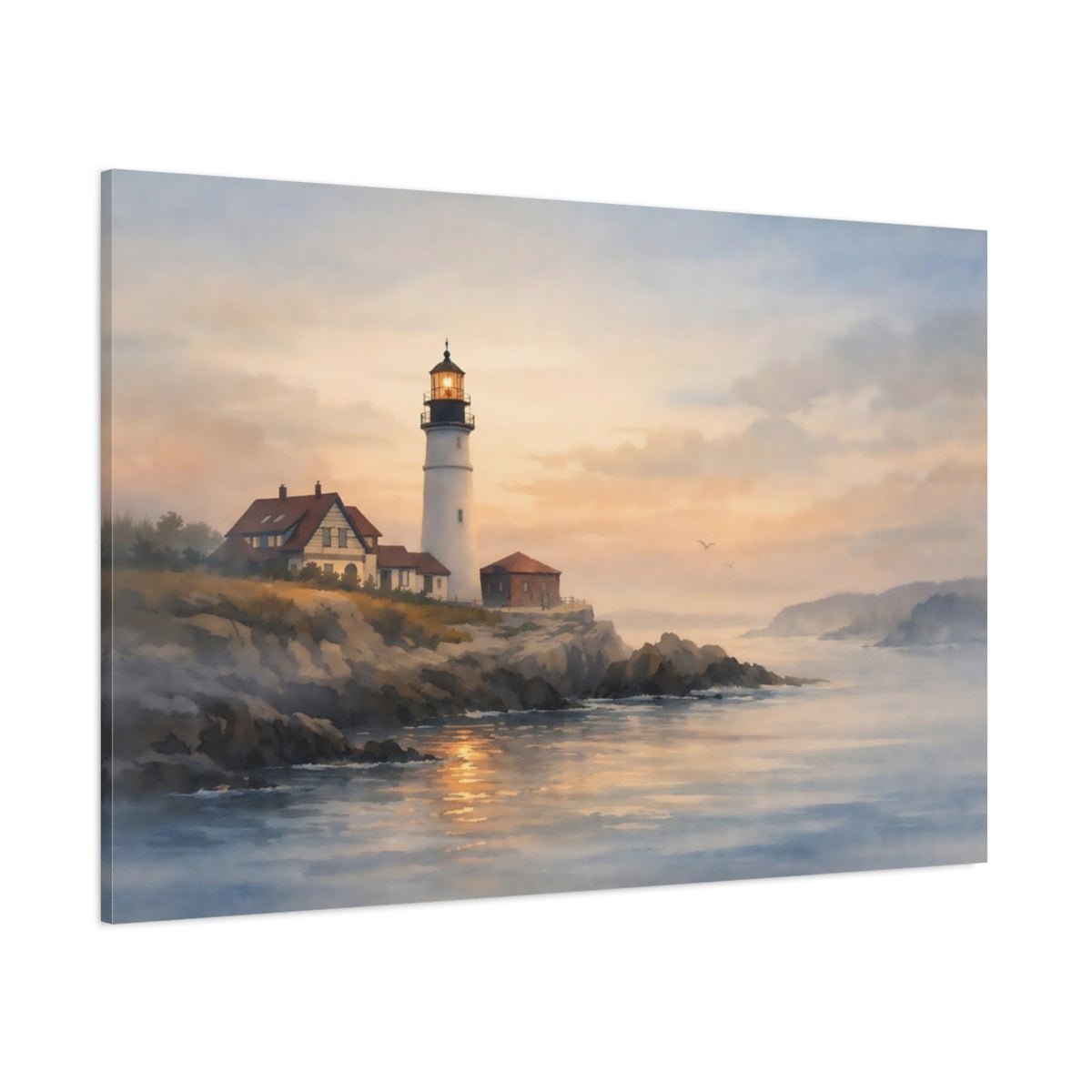 Nature Lighthouse Coastal Sunset - Canvas Wall Art Print - YesArtYes
