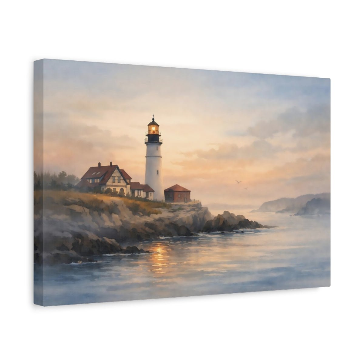 Nature Lighthouse Coastal Sunset - Canvas Wall Art Print - YesArtYes