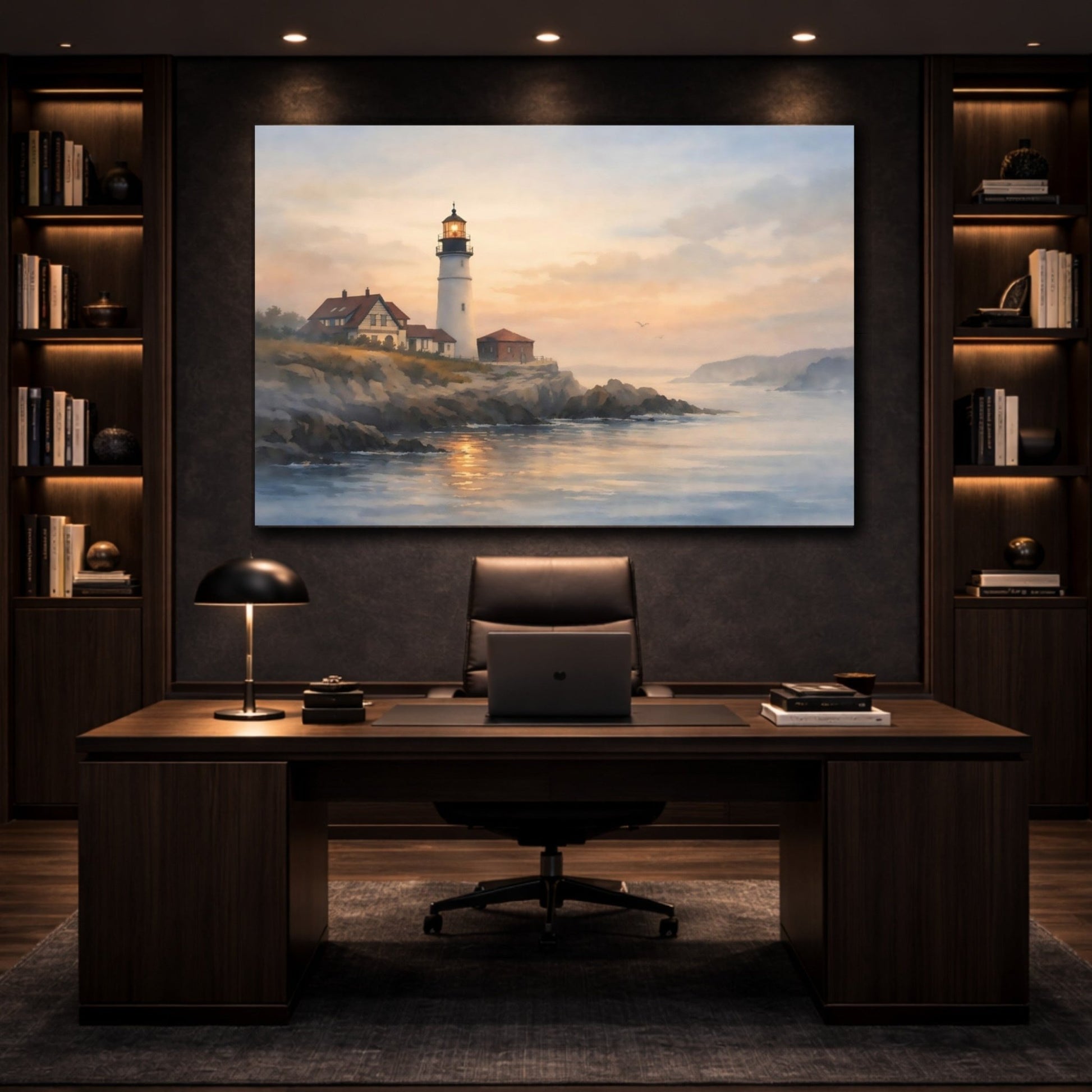 Nature Lighthouse Coastal Sunset - Canvas Wall Art Print - YesArtYes