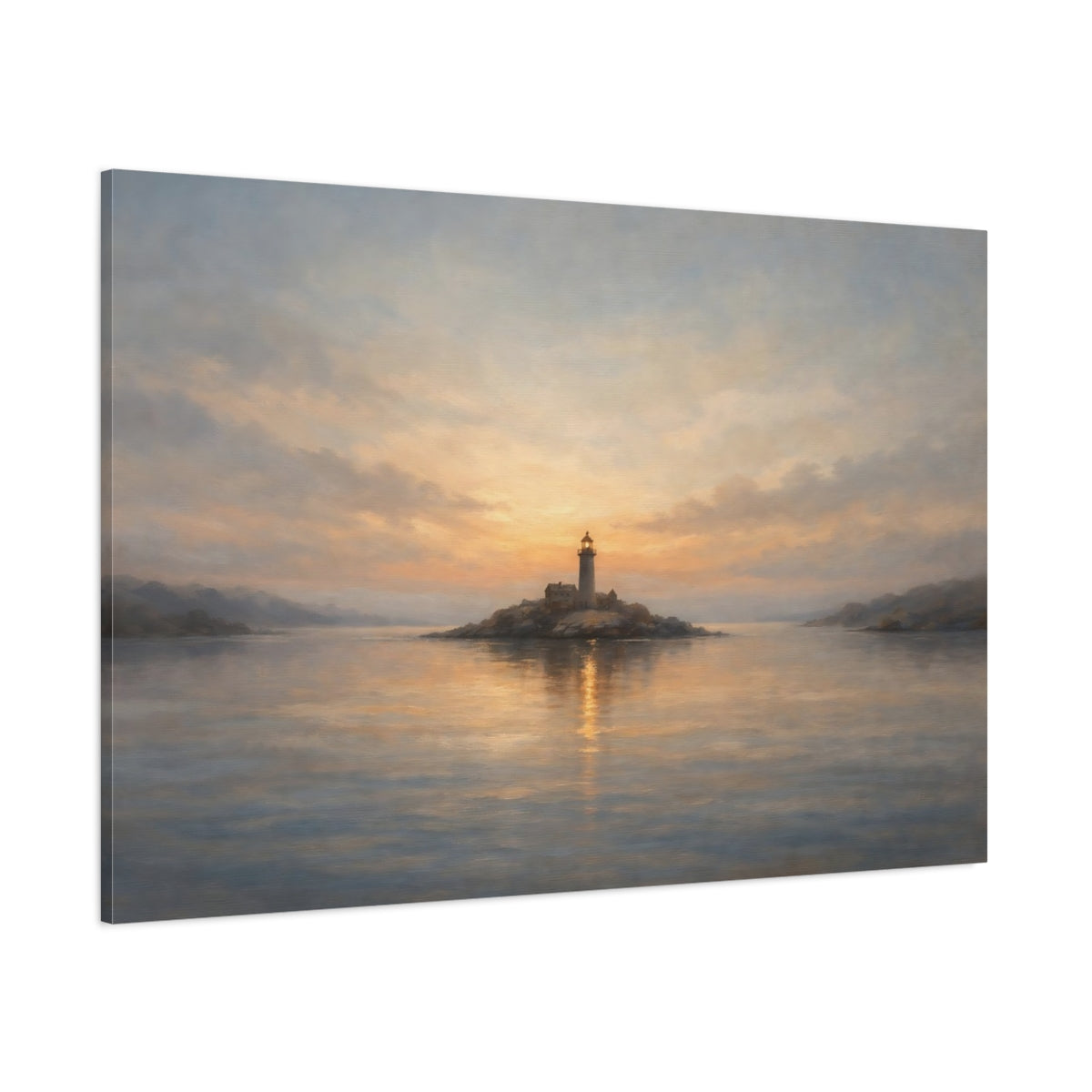 Main Mockup. Nature Lighthouse Coastal Sunset Lighthouse shown as stretched canvas wall art