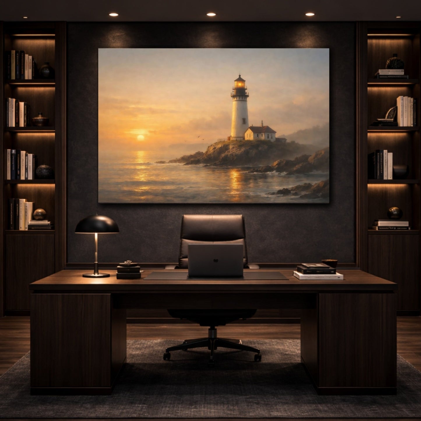 Nature Lighthouse Golden Hour - Canvas Wall Art Print - YesArtYes