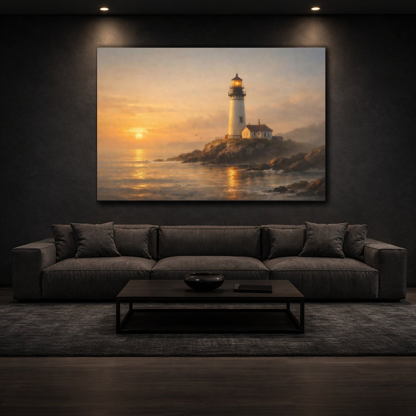 Nature Lighthouse Golden Hour - Canvas Wall Art Print - YesArtYes