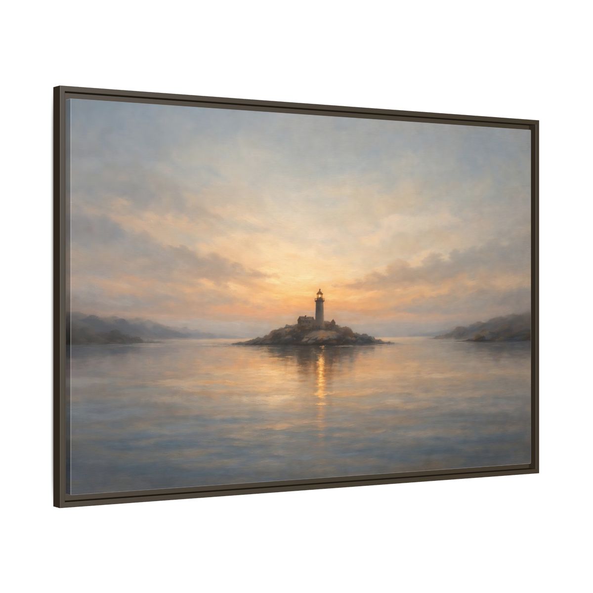 Main Mockup. Nature Lighthouse Lighthouse Sunset shown as stretched canvas wall art