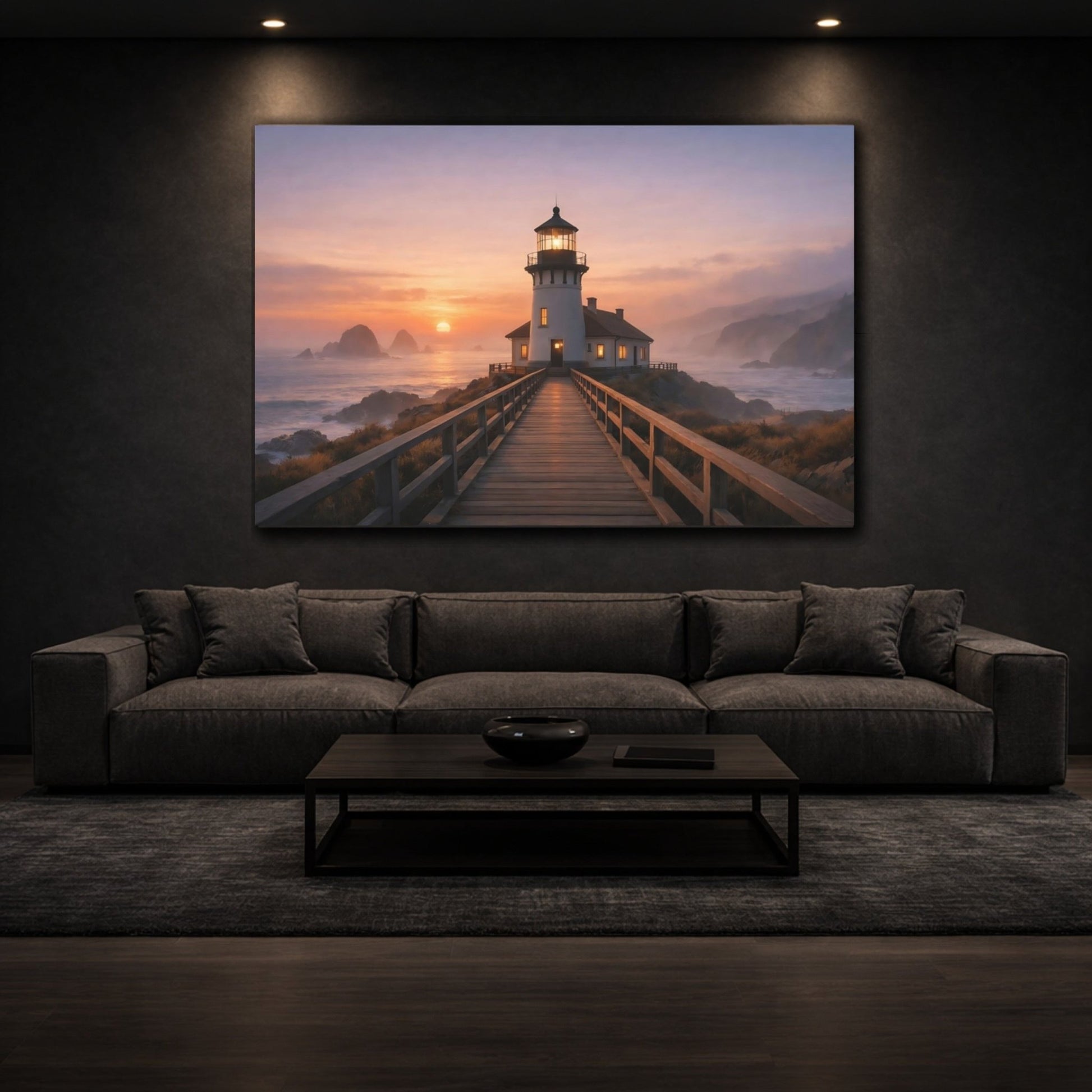 Nature Lighthouse Sunset - Canvas Wall Art Print - YesArtYes