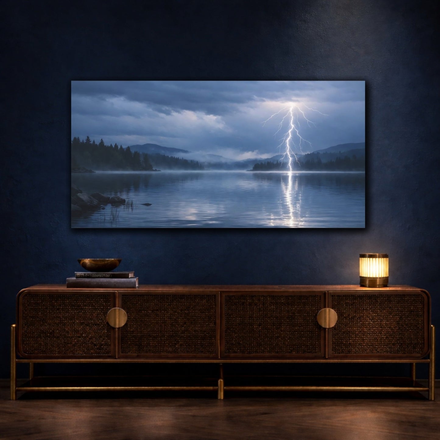 Nature Lightning Strike Dramatic Storm - Canvas Wall Art Print - YesArtYes