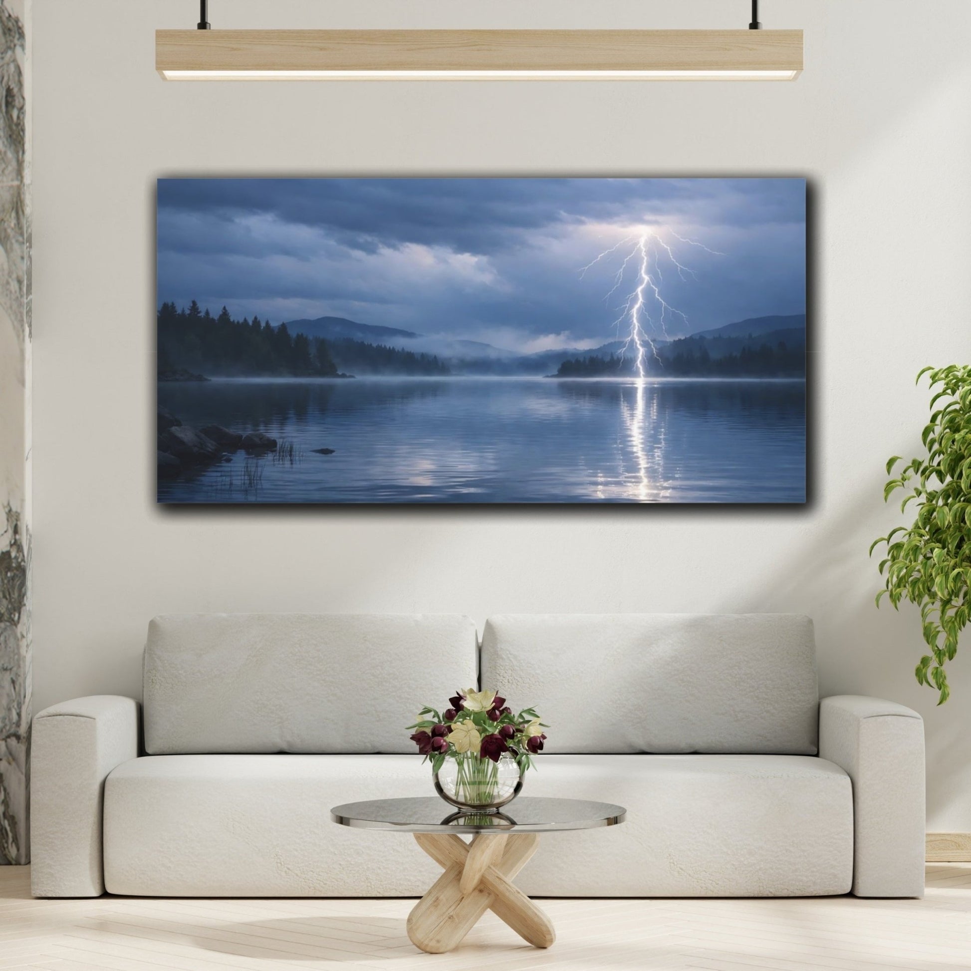 Nature Lightning Strike Dramatic Storm - Canvas Wall Art Print - YesArtYes
