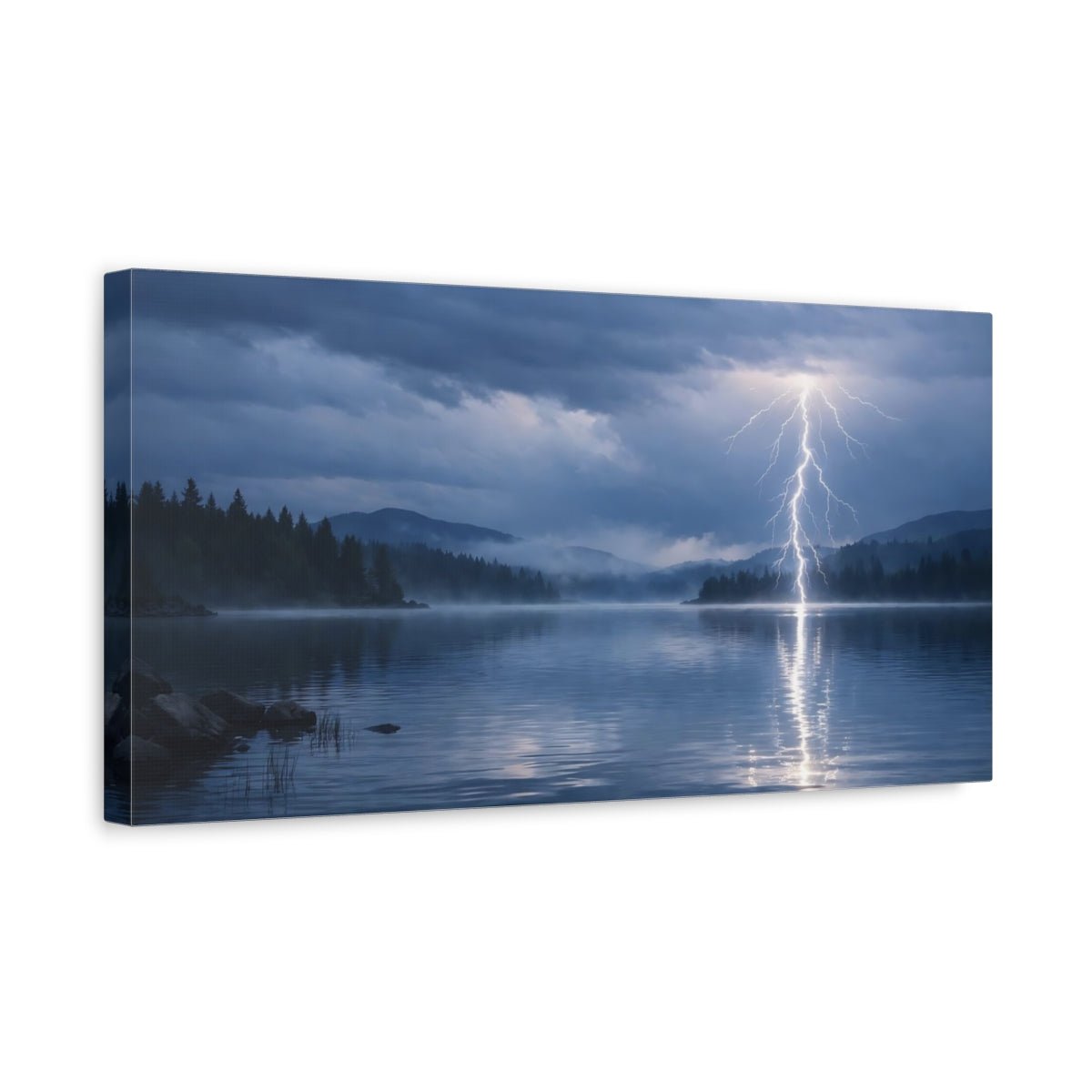 Nature Lightning Strike Dramatic Storm - Canvas Wall Art Print - YesArtYes