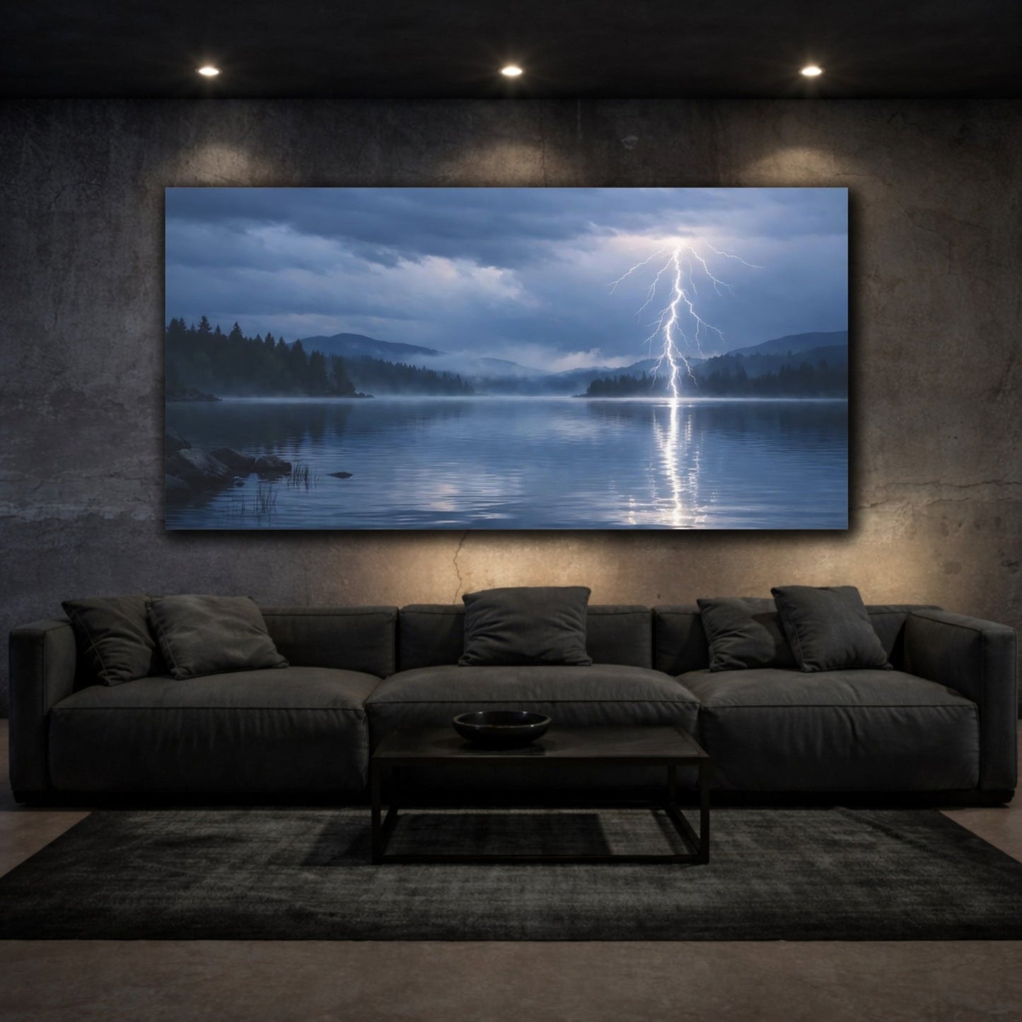 Nature Lightning Strike Dramatic Storm - Canvas Wall Art Print - YesArtYes