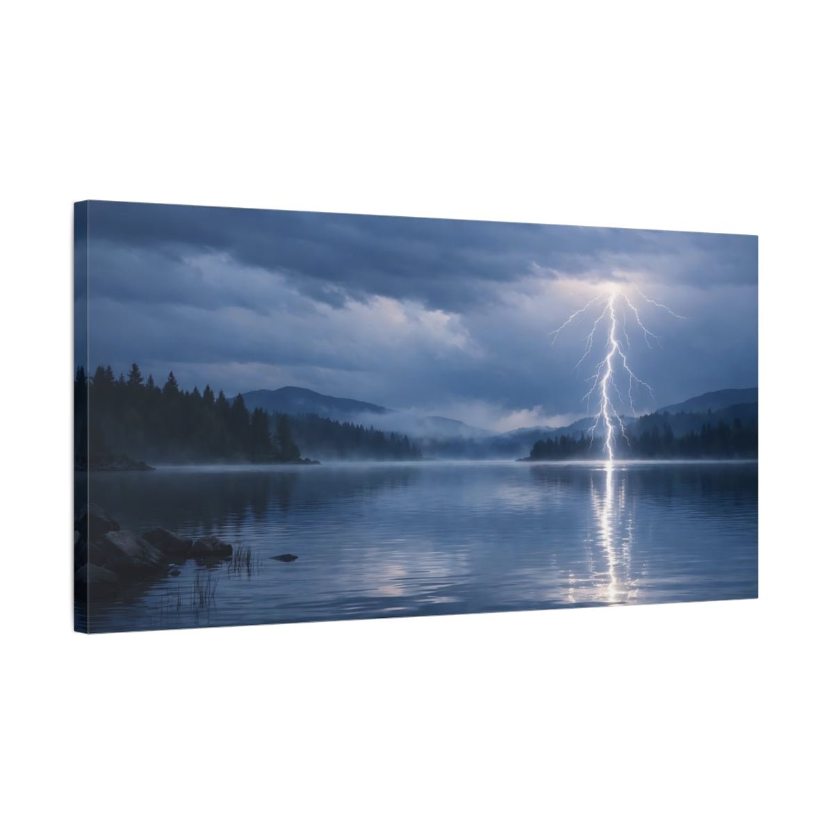 Nature Lightning Strike Dramatic Storm - Canvas Wall Art Print - YesArtYes