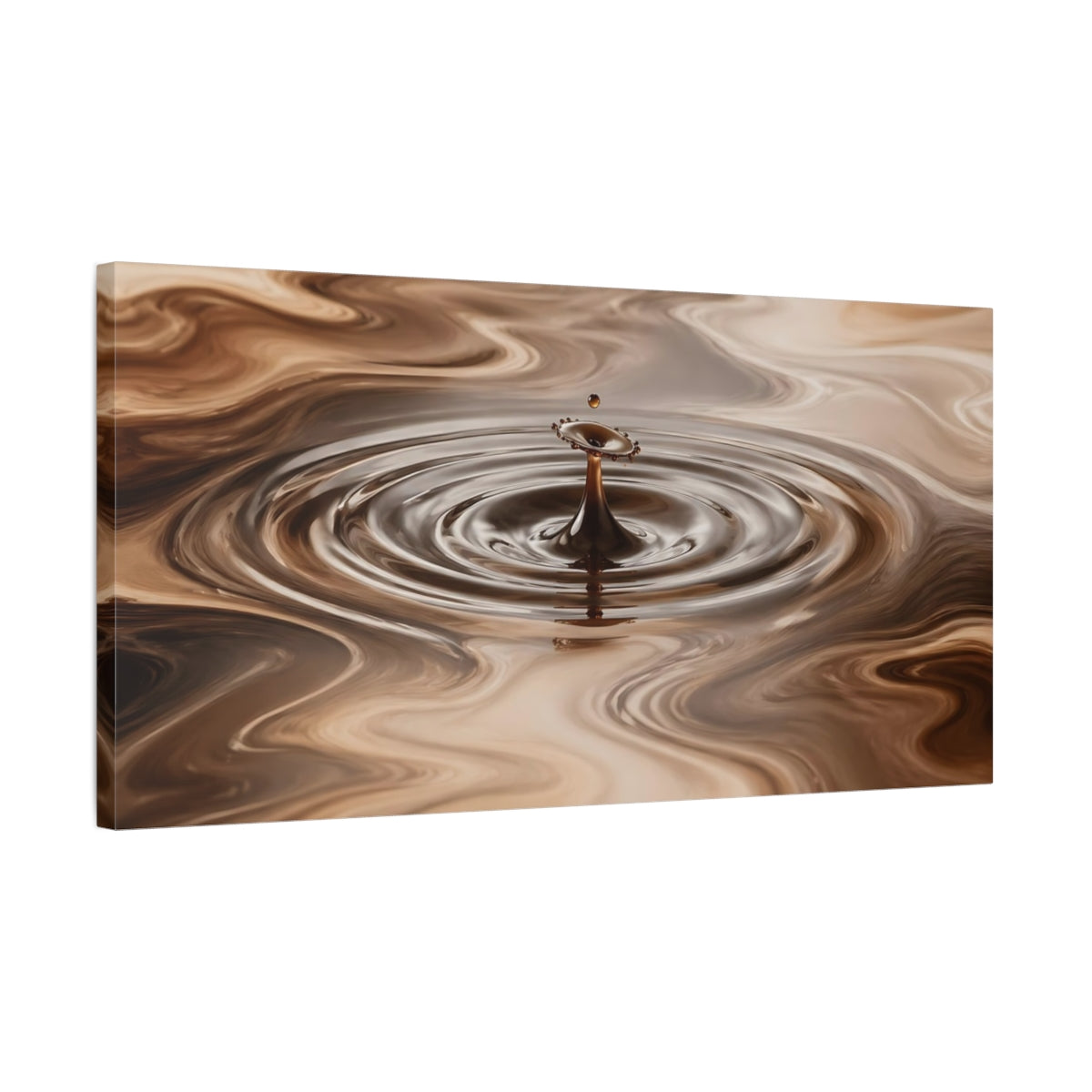 Side Mockup 1. Nature Liquid Splash Coffee Brown shown as stretched canvas wall art