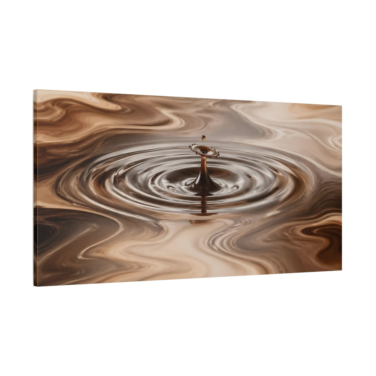 Side Mockup 2. Nature Liquid Splash Coffee Brown shown as stretched canvas wall art