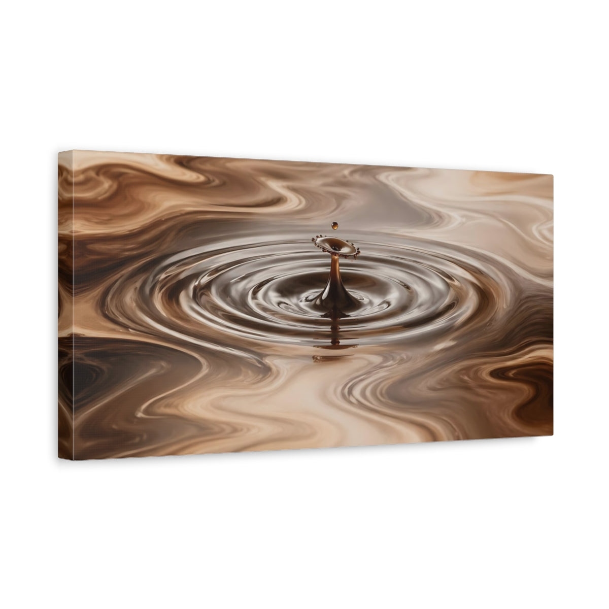 Side Mockup 3. Nature Liquid Splash Coffee Brown shown as stretched canvas wall art