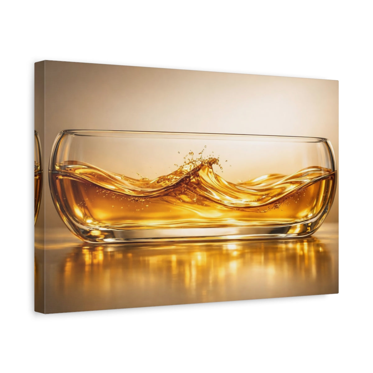 Side Mockup 4. Nature Liquid Splash Golden Liquid Splash shown as stretched canvas wall art