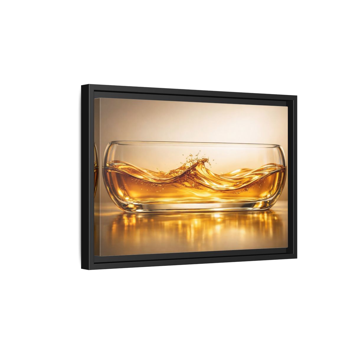 Side Mockup 6. Nature Liquid Waves Golden Liquid shown as stretched canvas wall art