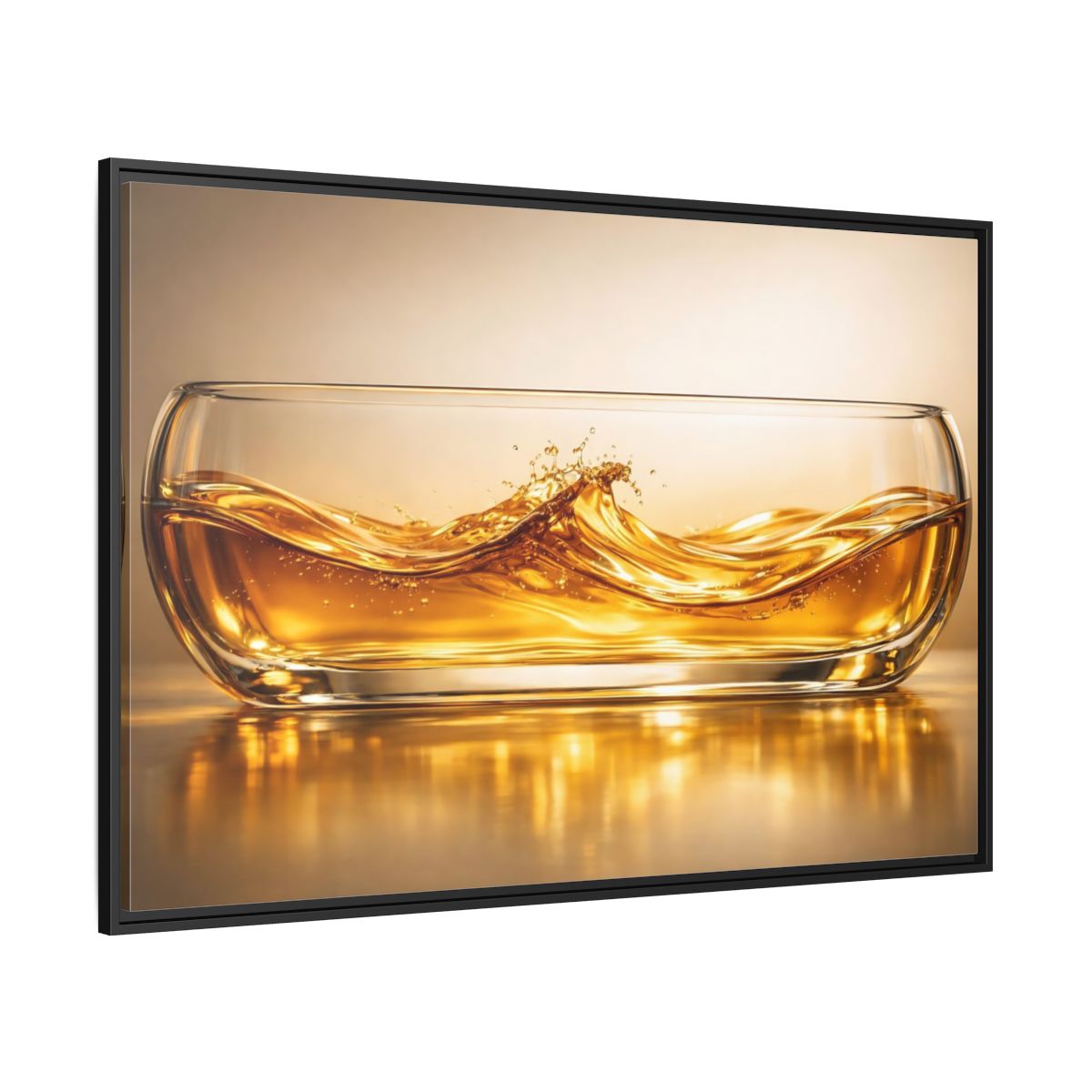 Side Mockup 12. Nature Liquid Waves Golden Liquid shown as stretched canvas wall art