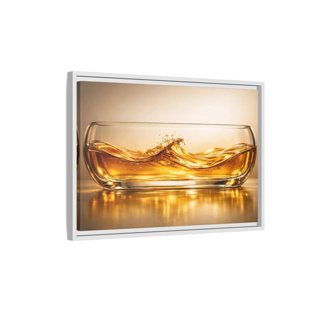 Side Mockup 1. Nature Liquid Waves Golden Liquid shown as stretched canvas wall art