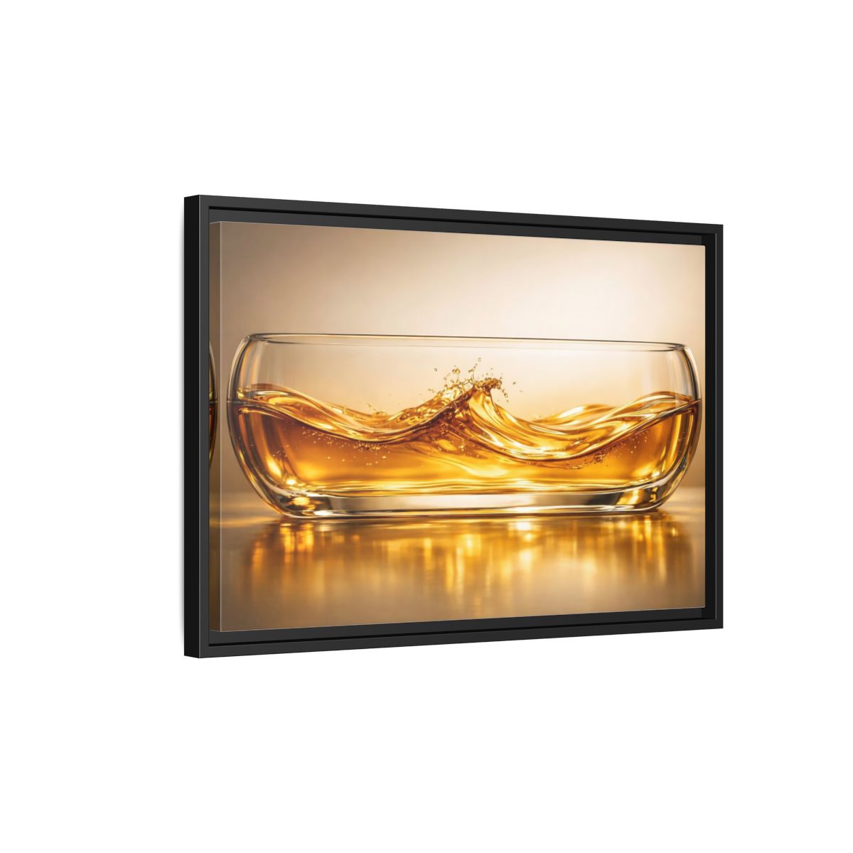Side Mockup 3. Nature Liquid Waves Golden Liquid shown as stretched canvas wall art