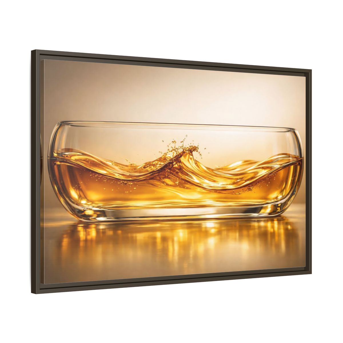 Side Mockup 9. Nature Liquid Waves Golden Liquid shown as stretched canvas wall art