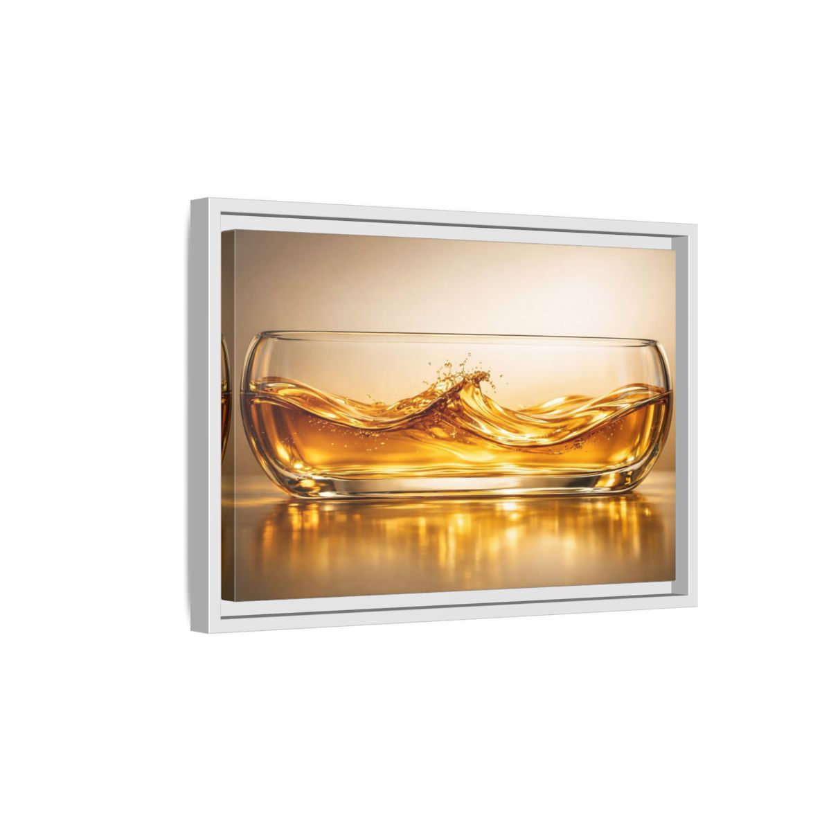 Side Mockup 4. Nature Liquid Waves Golden Liquid shown as stretched canvas wall art