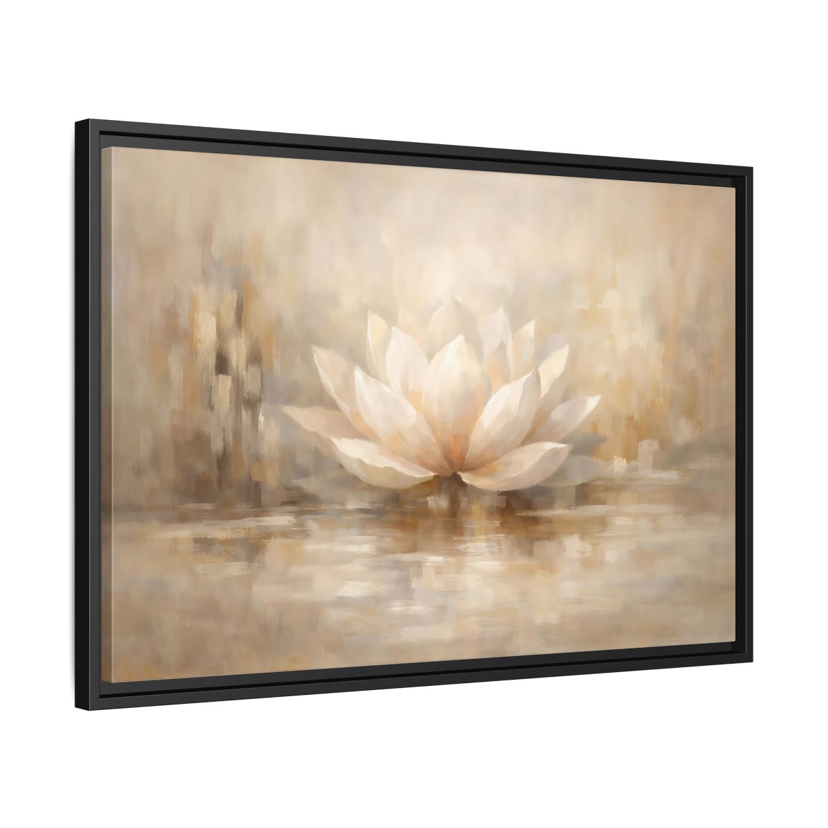 Side Mockup 14. Nature Lotus Flower Beige Lotus shown as stretched canvas wall art