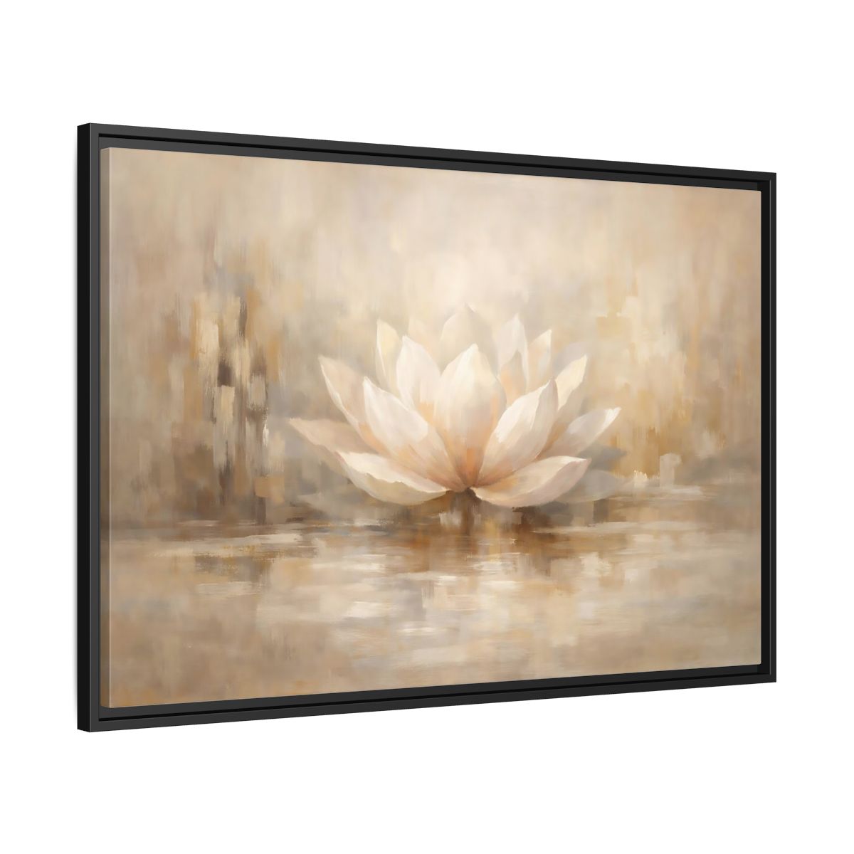 Side Mockup 13. Nature Lotus Flower Beige Lotus shown as stretched canvas wall art