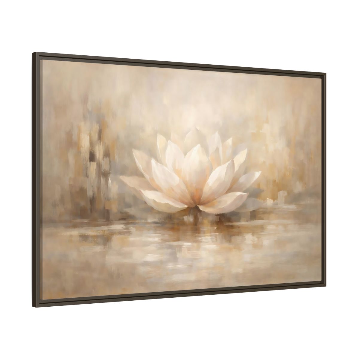 Main Mockup. Nature Lotus Flower Beige Lotus shown as stretched canvas wall art