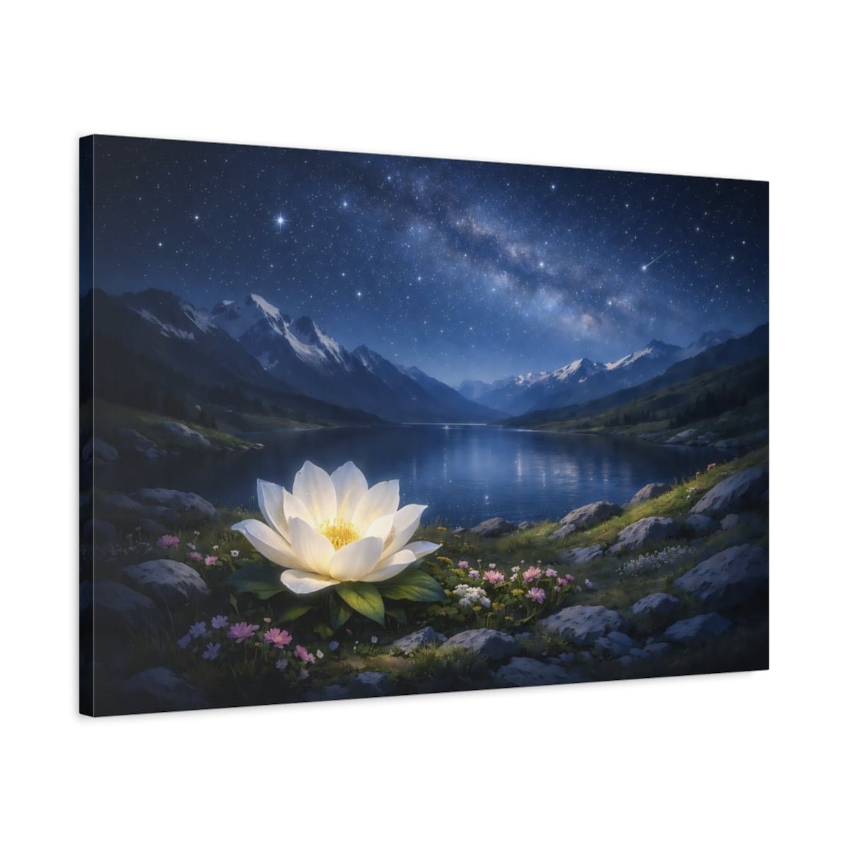 Nature Lotus Flower Blue And White - Canvas Wall Art Print - YesArtYes
