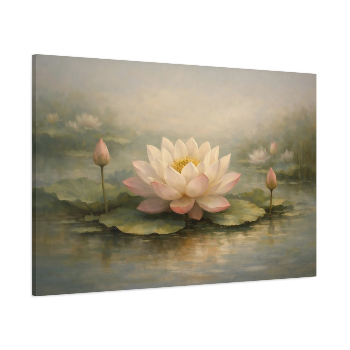 Main Mockup. Nature Lotus Flower Pink Lotus shown as stretched canvas wall art