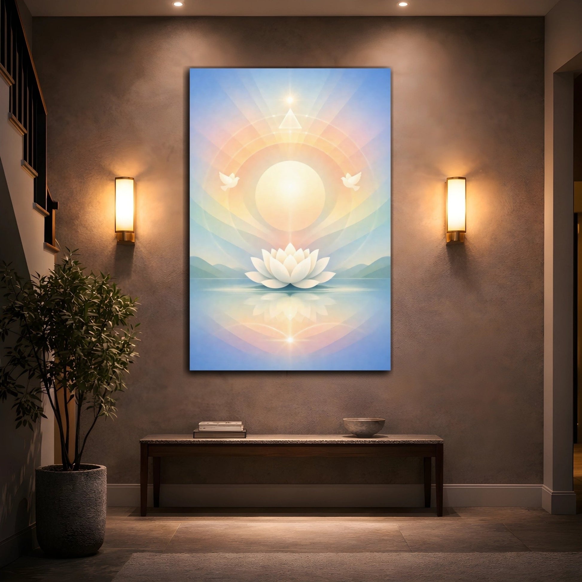 Nature Lotus Flower White - Canvas Wall Art Print - YesArtYes