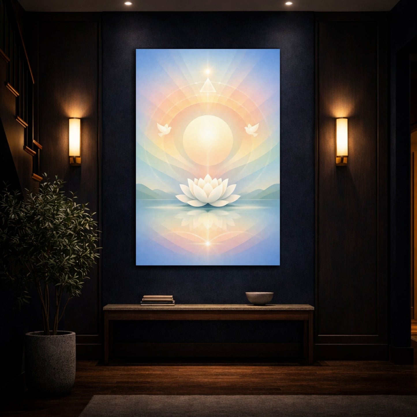 Nature Lotus Flower White - Canvas Wall Art Print - YesArtYes