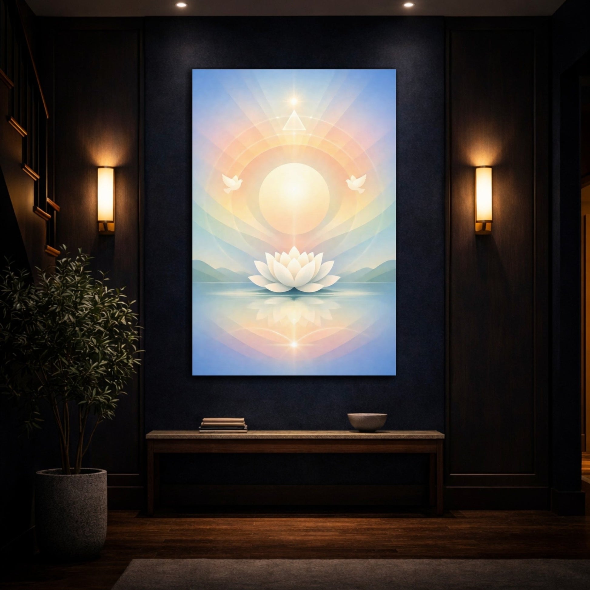 Nature Lotus Flower White - Canvas Wall Art Print - YesArtYes
