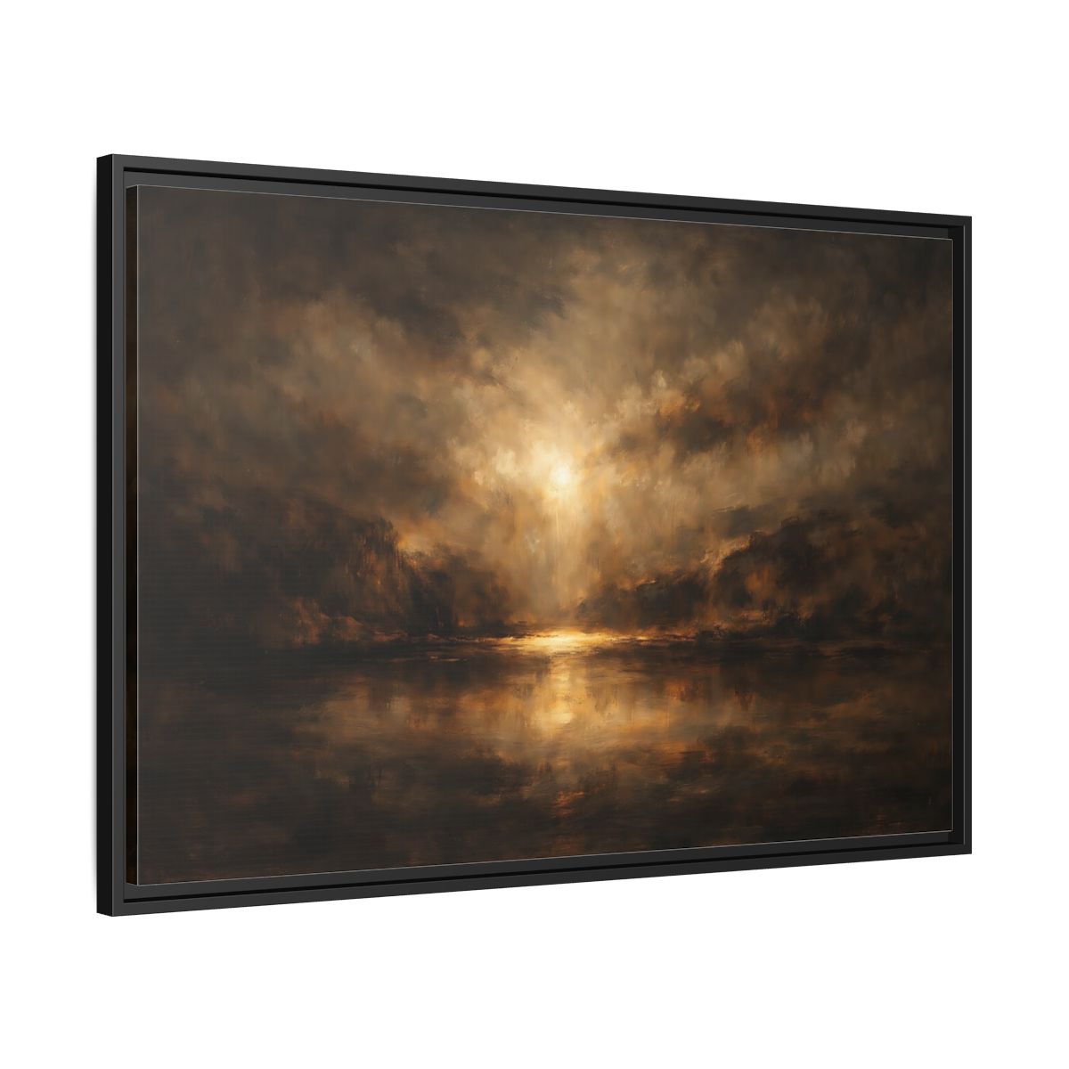 Side Mockup 13. Nature Luminous Landscape Brown And Gold shown as stretched canvas wall art