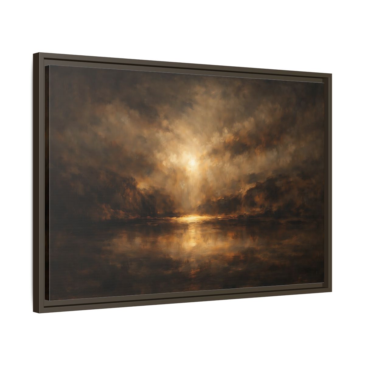 Side Mockup 11. Nature Luminous Landscape Brown And Gold shown as stretched canvas wall art