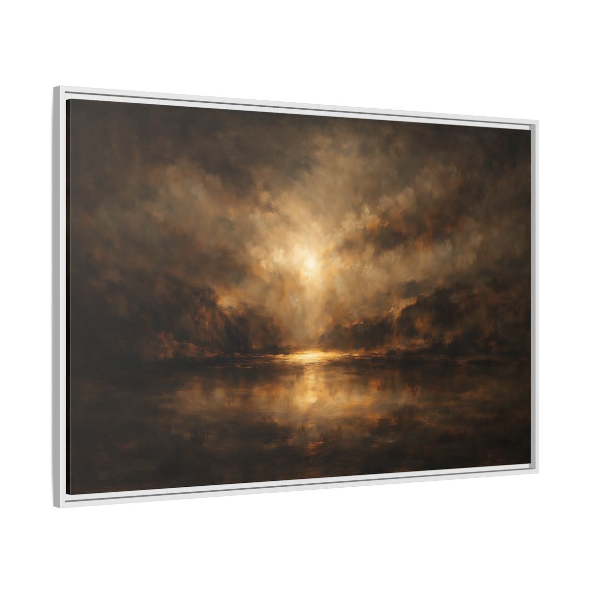 Side Mockup 7. Nature Luminous Landscape Brown And Gold shown as stretched canvas wall art