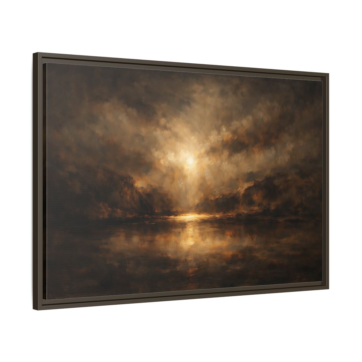 Side Mockup 9. Nature Luminous Landscape Brown And Gold shown as stretched canvas wall art