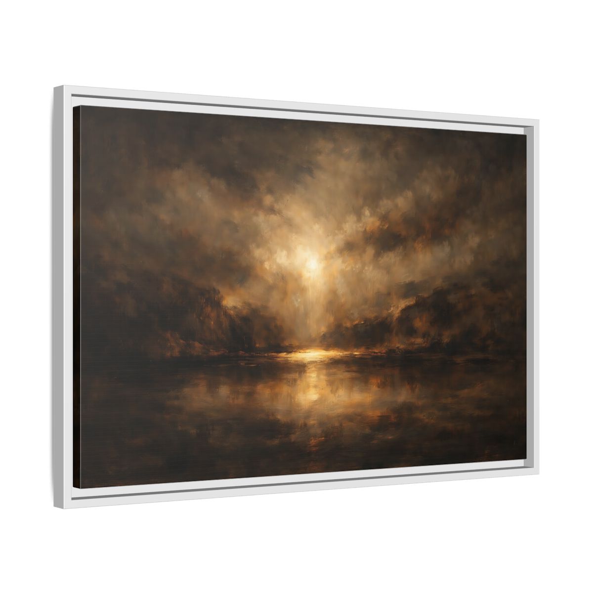 Side Mockup 10. Nature Luminous Landscape Brown And Gold shown as stretched canvas wall art