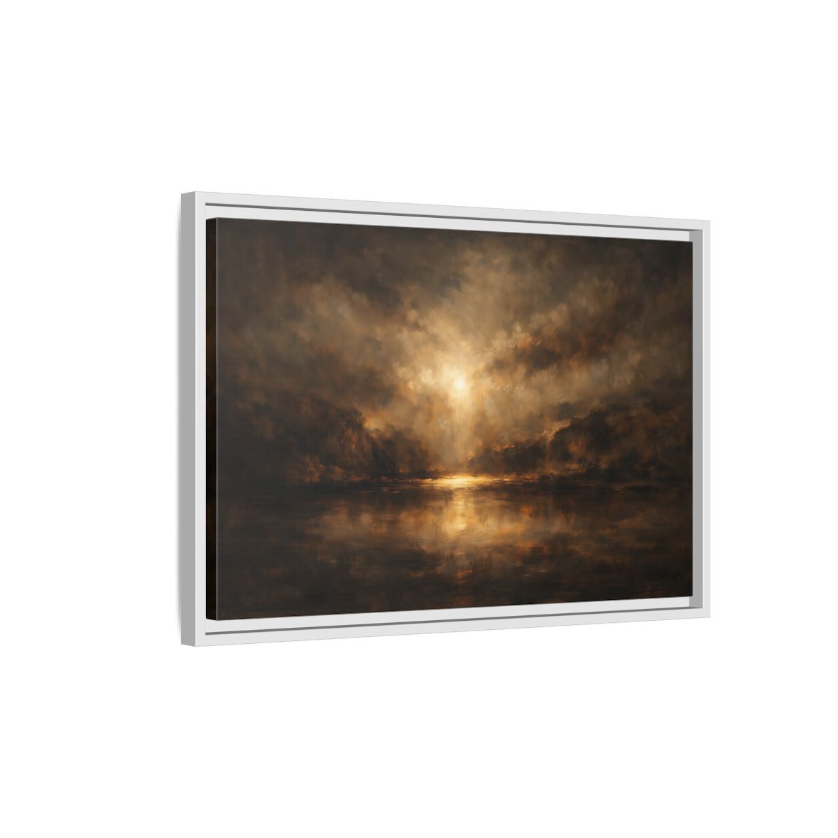 Side Mockup 1. Nature Luminous Landscape Brown And Gold shown as stretched canvas wall art
