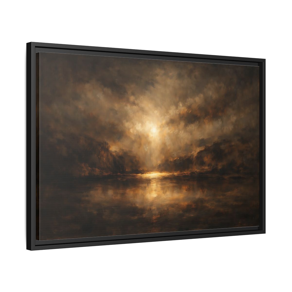 Side Mockup 14. Nature Luminous Landscape Brown And Gold shown as stretched canvas wall art