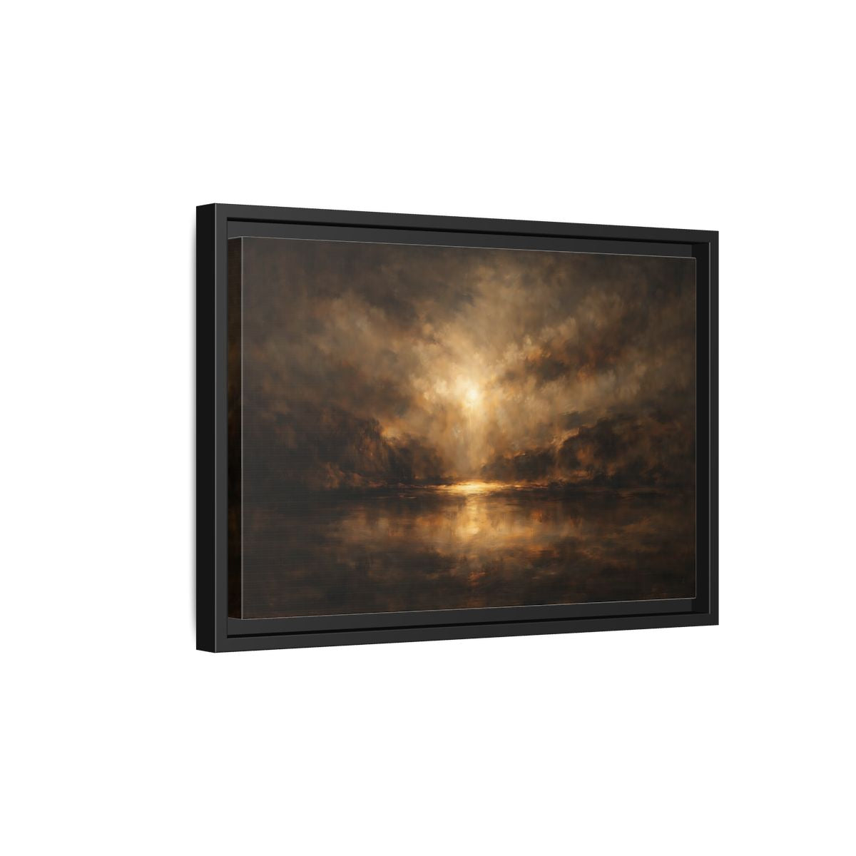 Side Mockup 6. Nature Luminous Landscape Brown And Gold shown as stretched canvas wall art