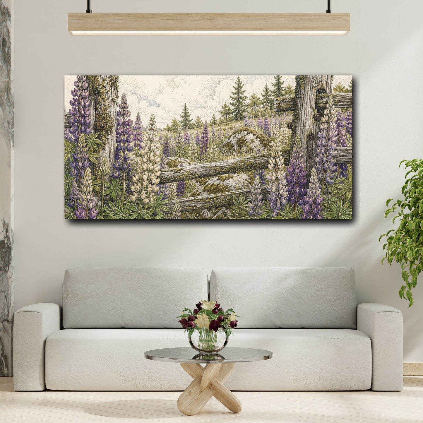 Mockup 2. Nature Lupine Meadow shown as canvas print