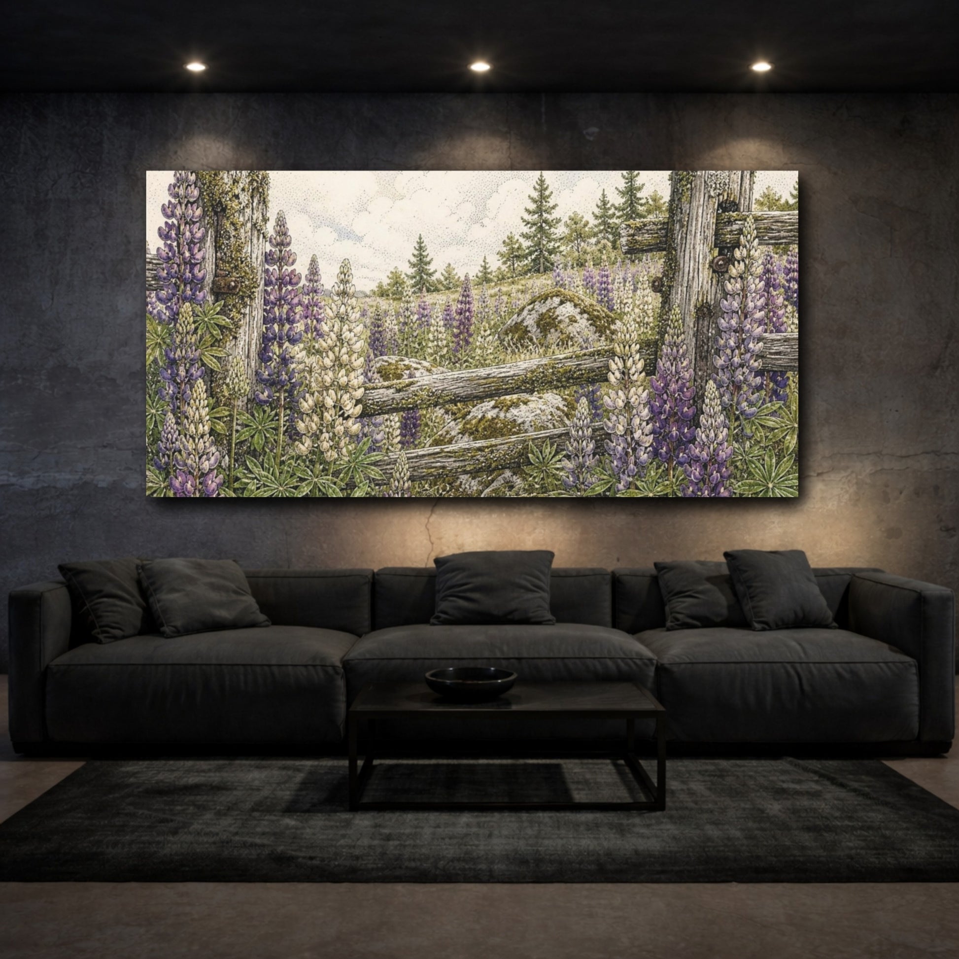 Mockup 3. Nature Lupine Meadow shown as canvas print