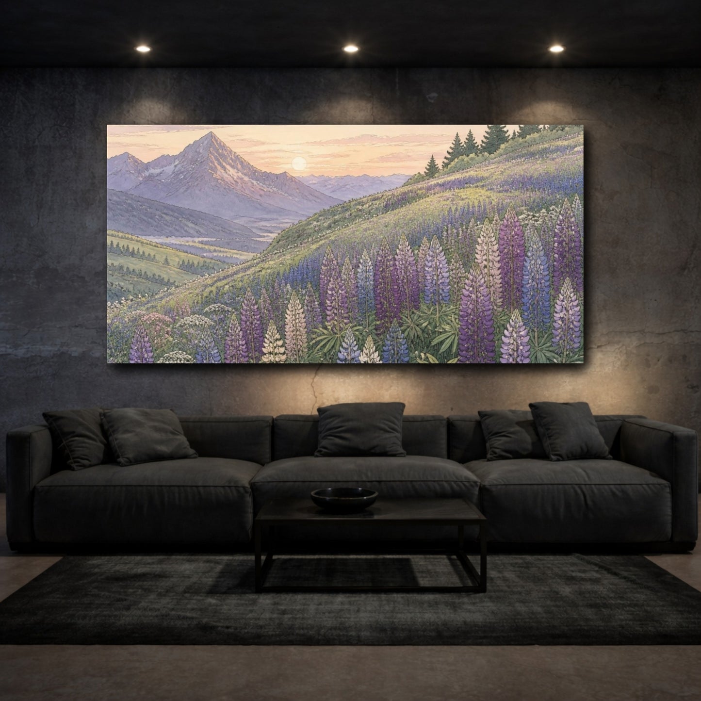 Mockup 3. Nature Lupine Meadow shown as canvas print
