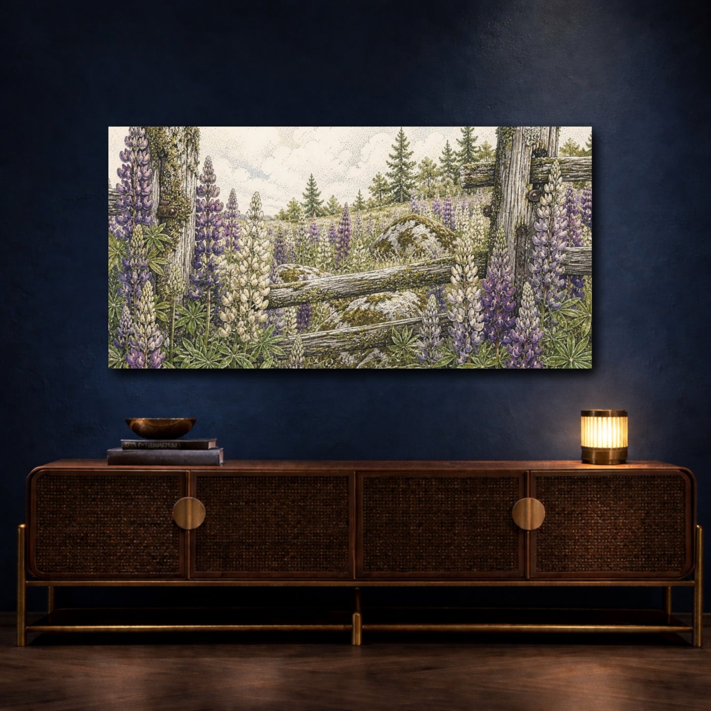 Mockup 4. Nature Lupine Meadow shown as canvas print