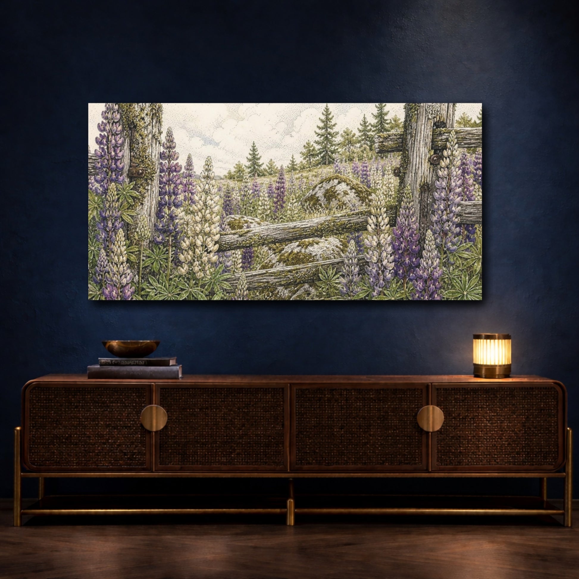 Mockup 4. Nature Lupine Meadow shown as canvas print
