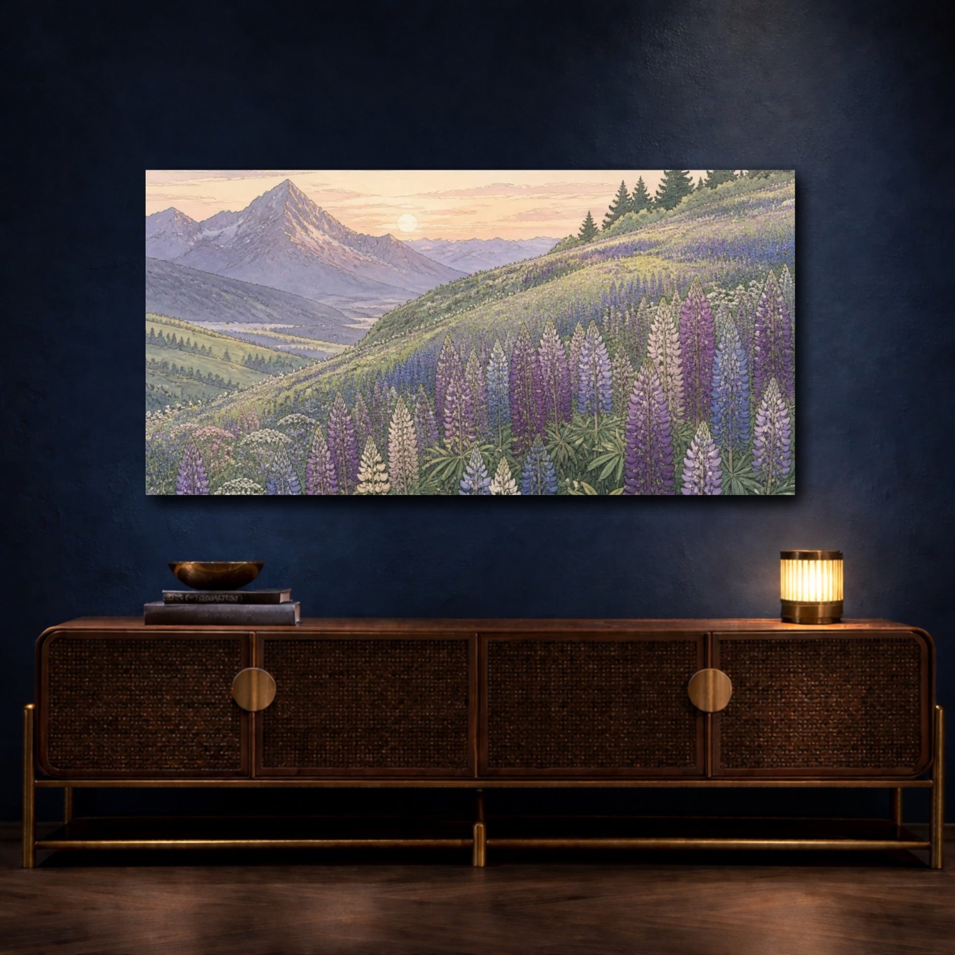 Mockup 4. Nature Lupine Meadow shown as canvas print